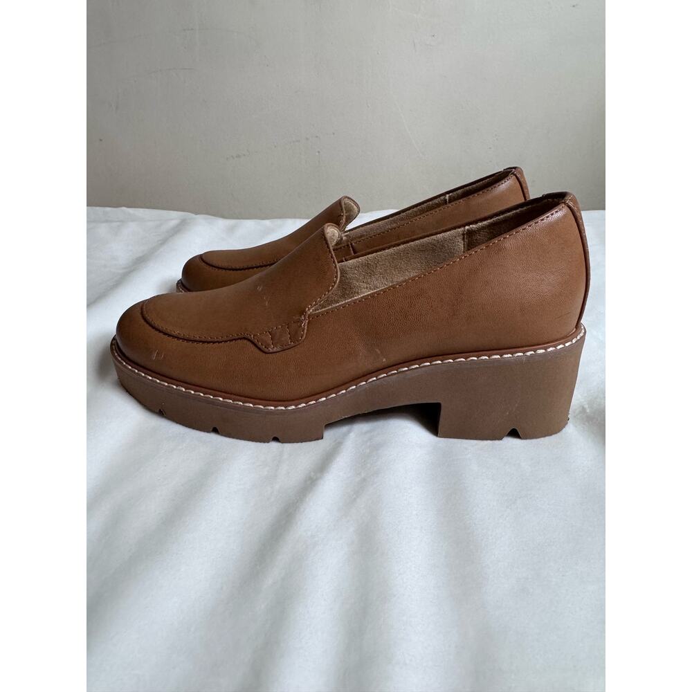 Naturalizer Cabaret Lug Soles Cognac Brown Faux Leather Shoes Loafer Women USED